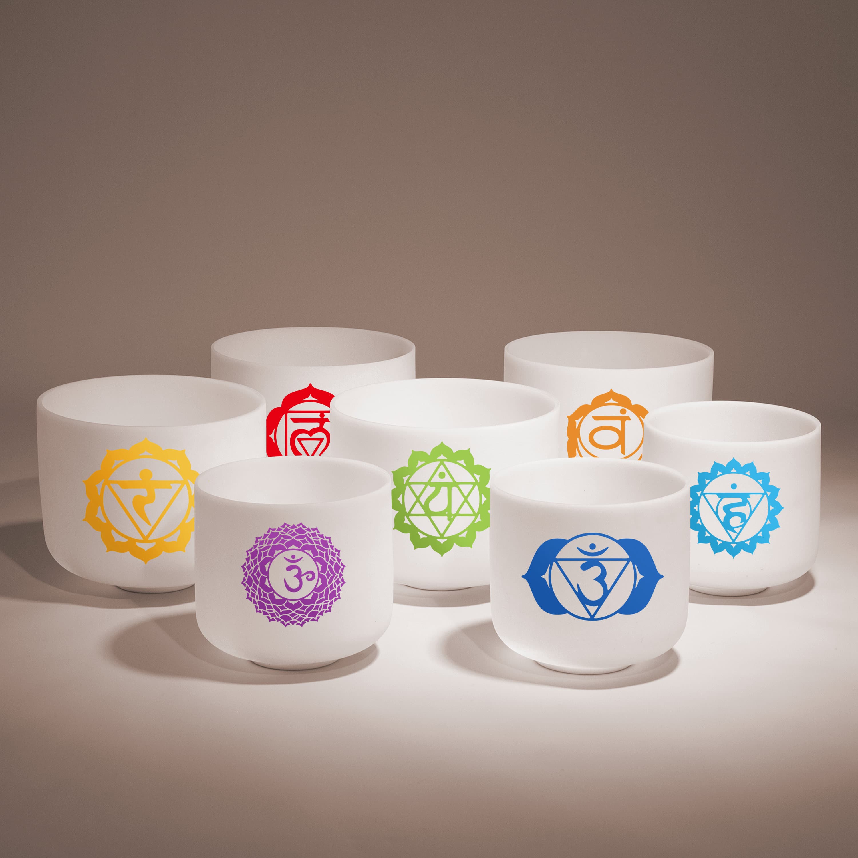 TOPFUND 8-10 inch Colored Chakra Set of 7 Crystal Singing Bowls - TOPFUND Crystal Singing Bowl